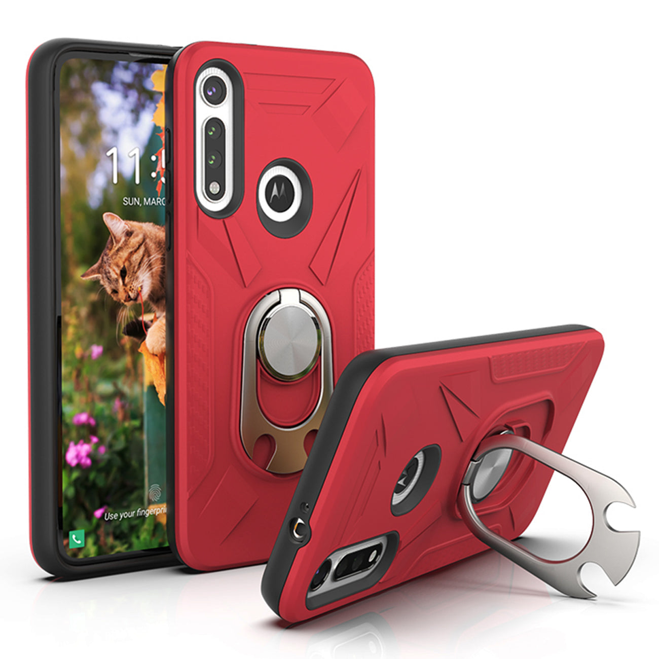 Case With Ring Holder Motorola Moto G Fast Red Color