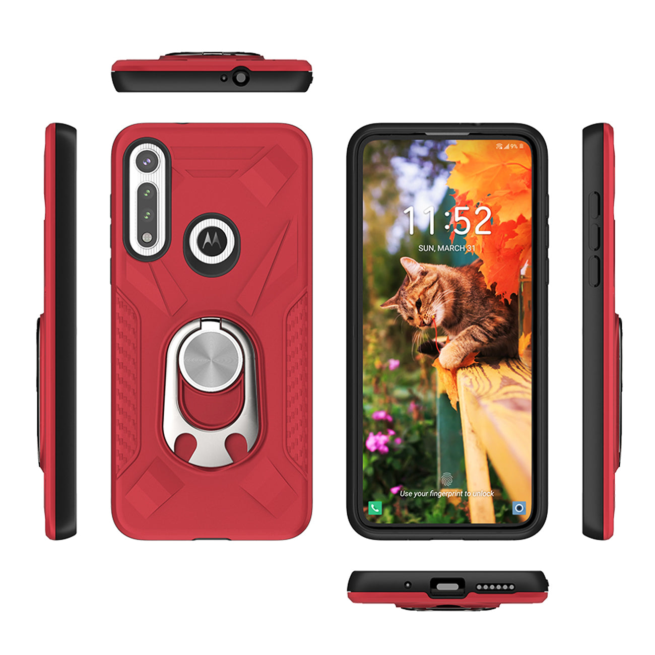 Case With Ring Holder Motorola Moto G Fast Red Color