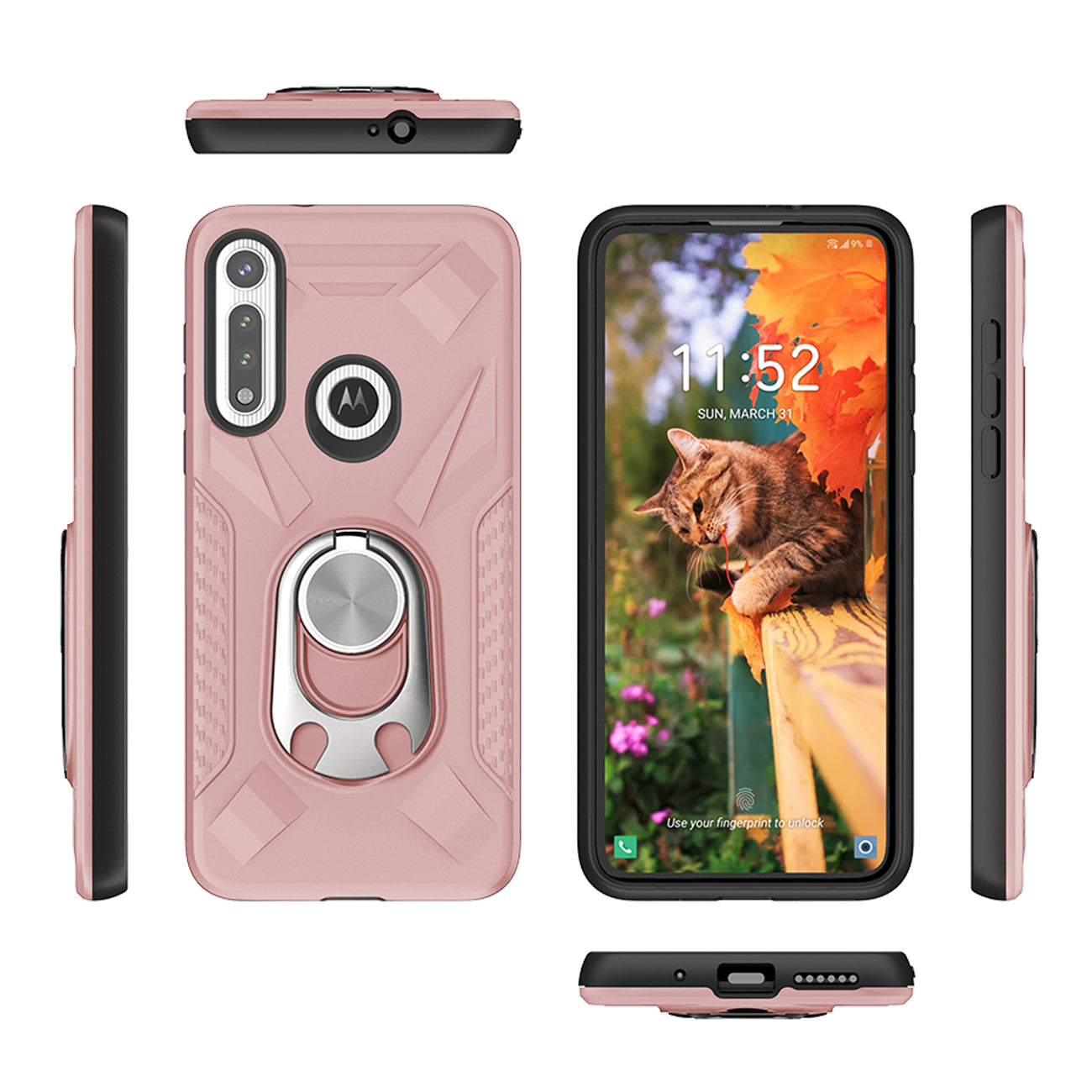 Case With Ring Holder Motorola Moto G Fast Rose Gold Color