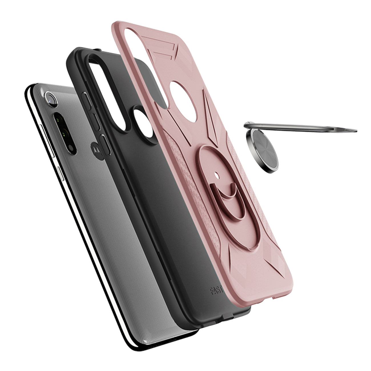 Case With Ring Holder Motorola Moto G Fast Rose Gold Color