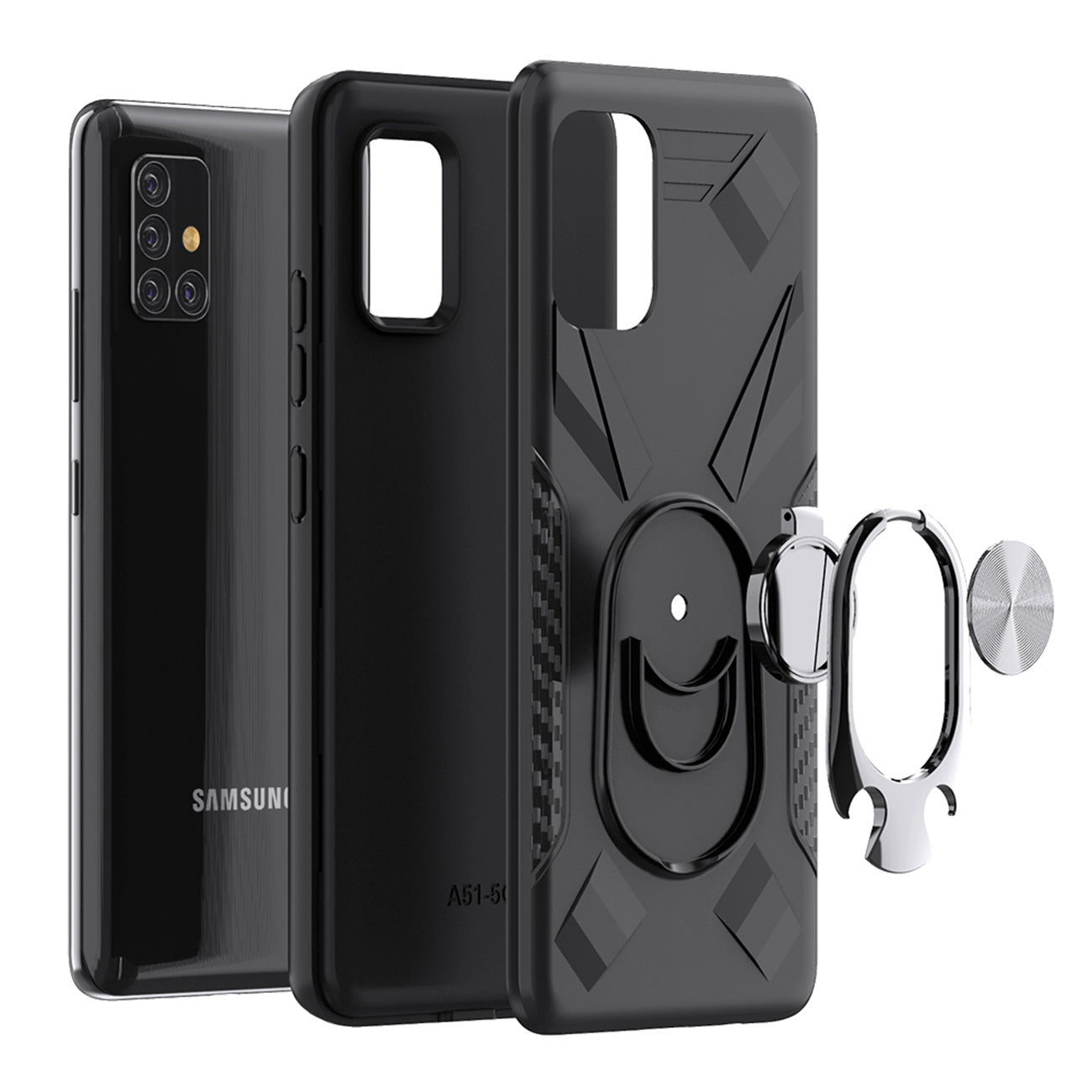 Phone Case with Ring Holder SAMSUNG GALAXY A51 5G In Black