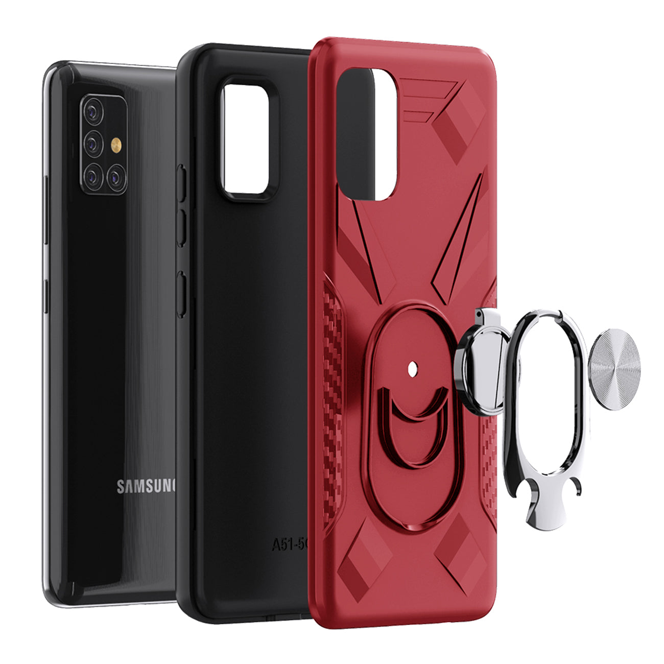 Phone Case with Ring Holder SAMSUNG GALAXY A51 5G In Red