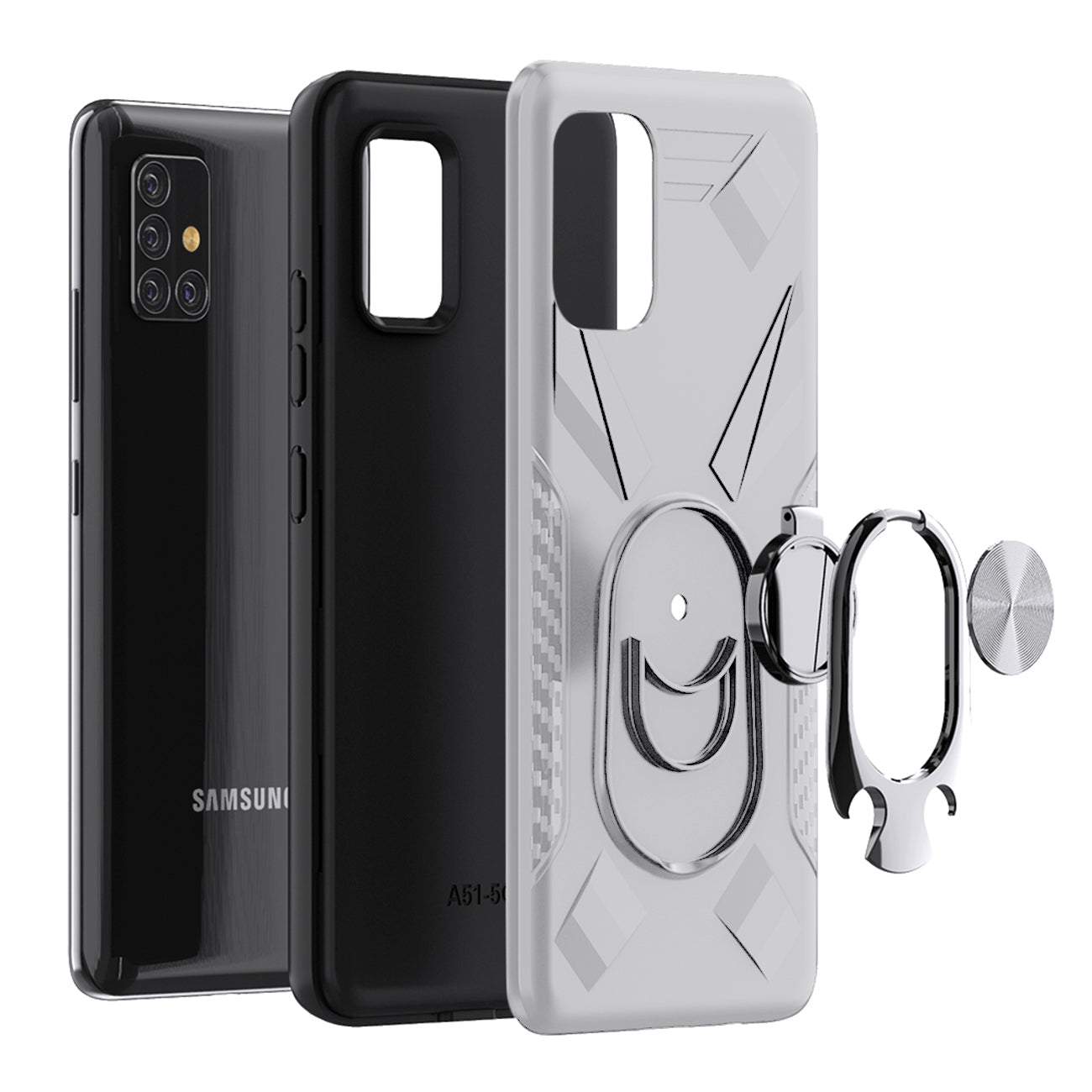 Phone Case with Ring Holder SAMSUNG GALAXY A51 5G In Silver