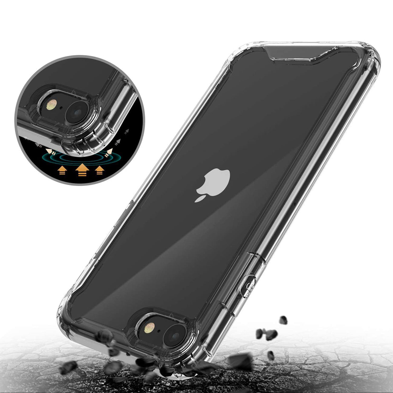 Case Bumper PC And TPU High Quality 2X Clean For iPhone SE2/ iPhone 8/ iPhone 7 Clear