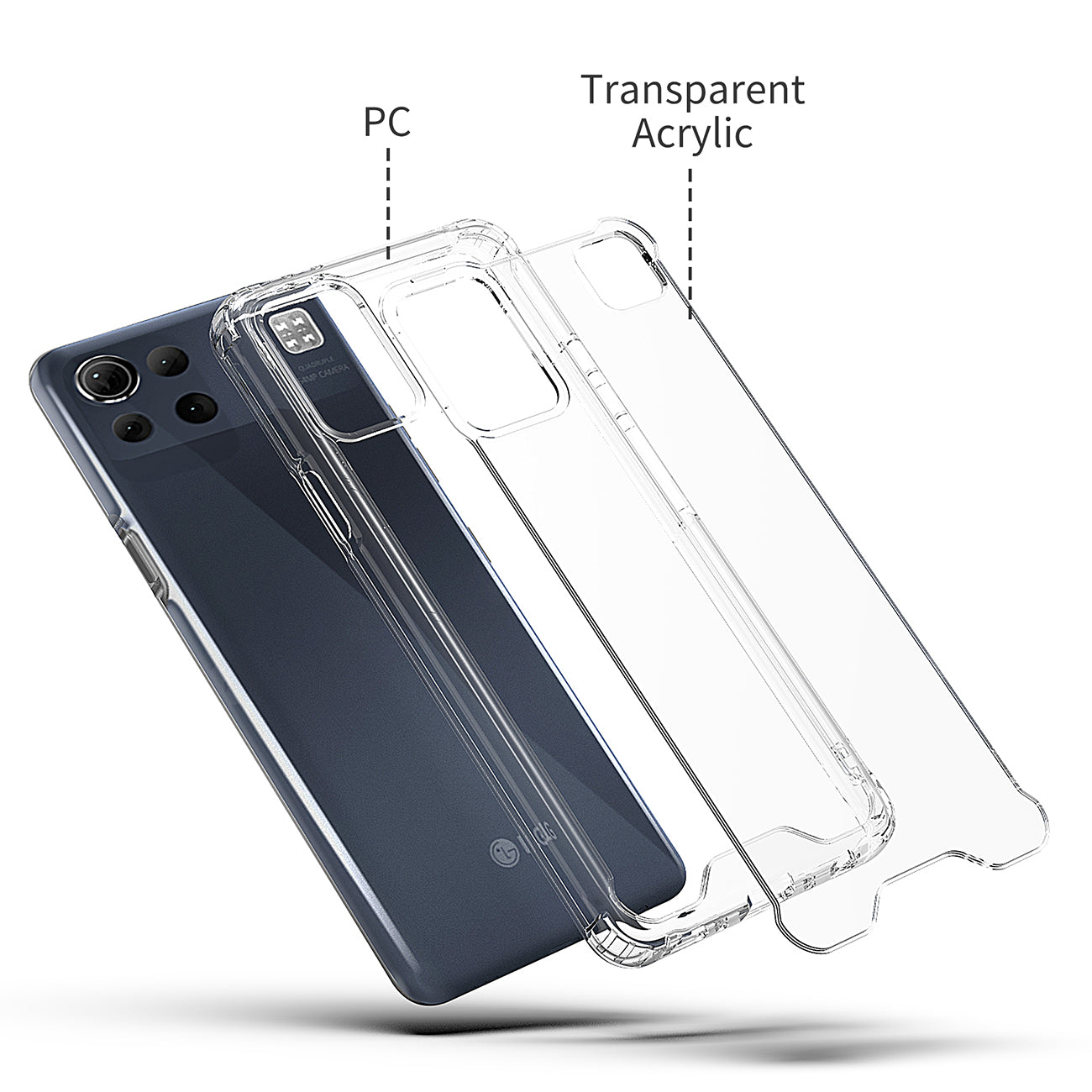 Case Bumper PC and TPU Clean High Quality 2X LG-K92 5G Clear
