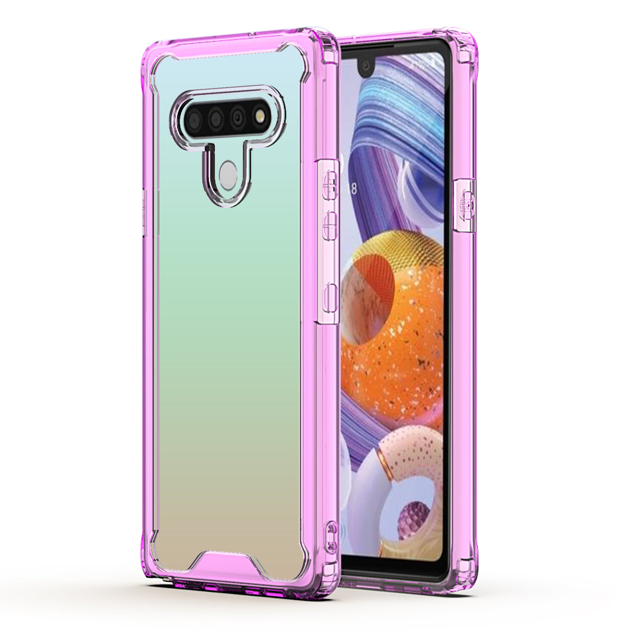 Case Bumper PC And TPU Clear High Quality LG STYLO 6 Purple Color