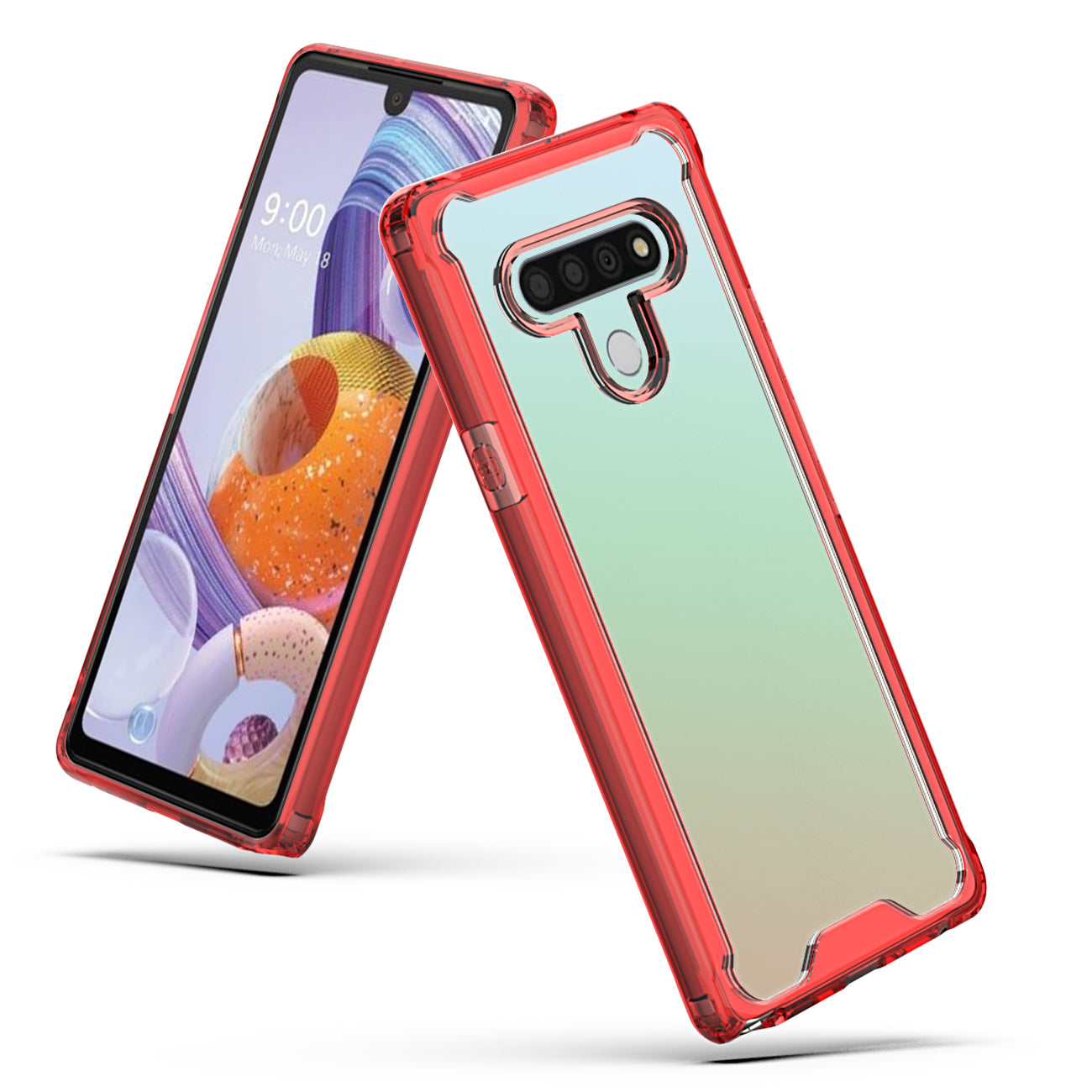 Case Bumper PC And TPU Clear High Quality LG STYLO 6 Red Color