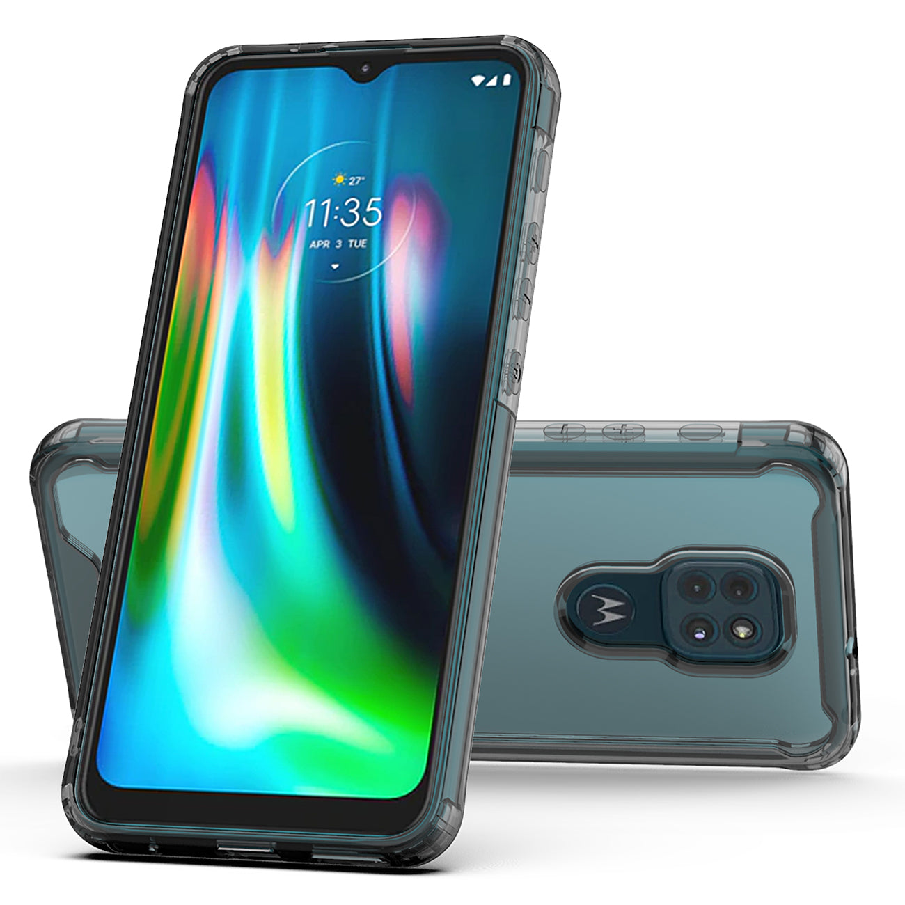 Case Bumper TPU And PC High Quality Moto E7 Plus/ G9/ G9 Play Clear Black Color