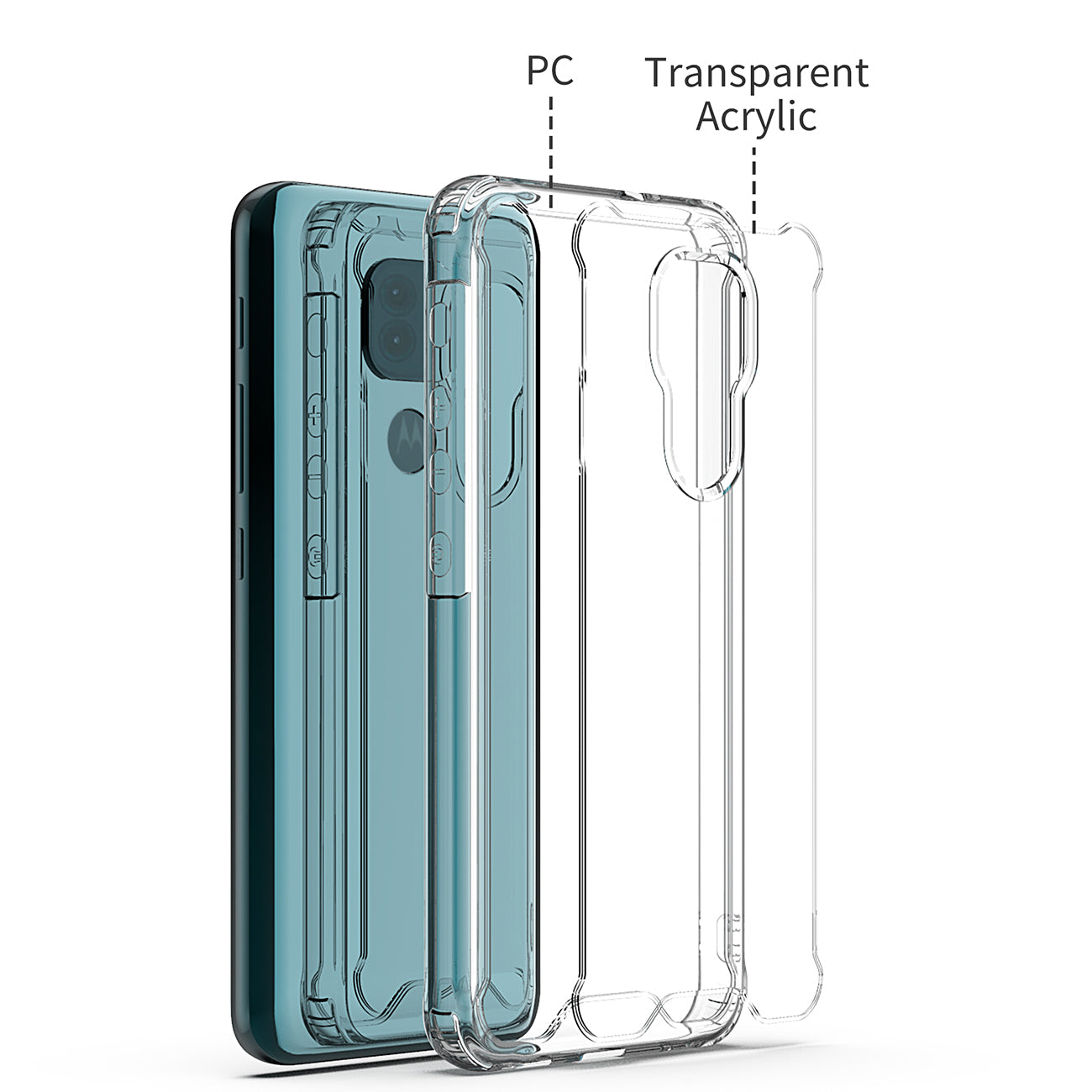 Case Bumper TPU And PC High Quality Moto E7 Plus/ G9/ G9 Play Clear
