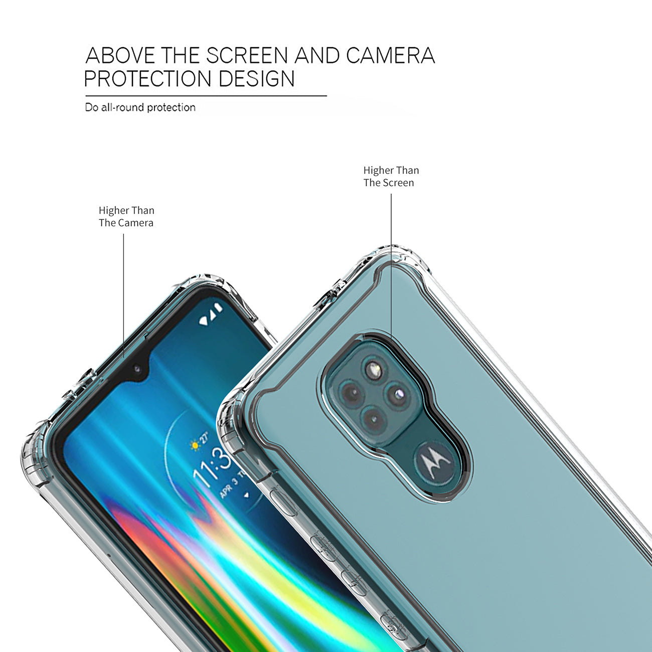 Case Bumper TPU And PC High Quality Moto E7 Plus/ G9/ G9 Play Clear