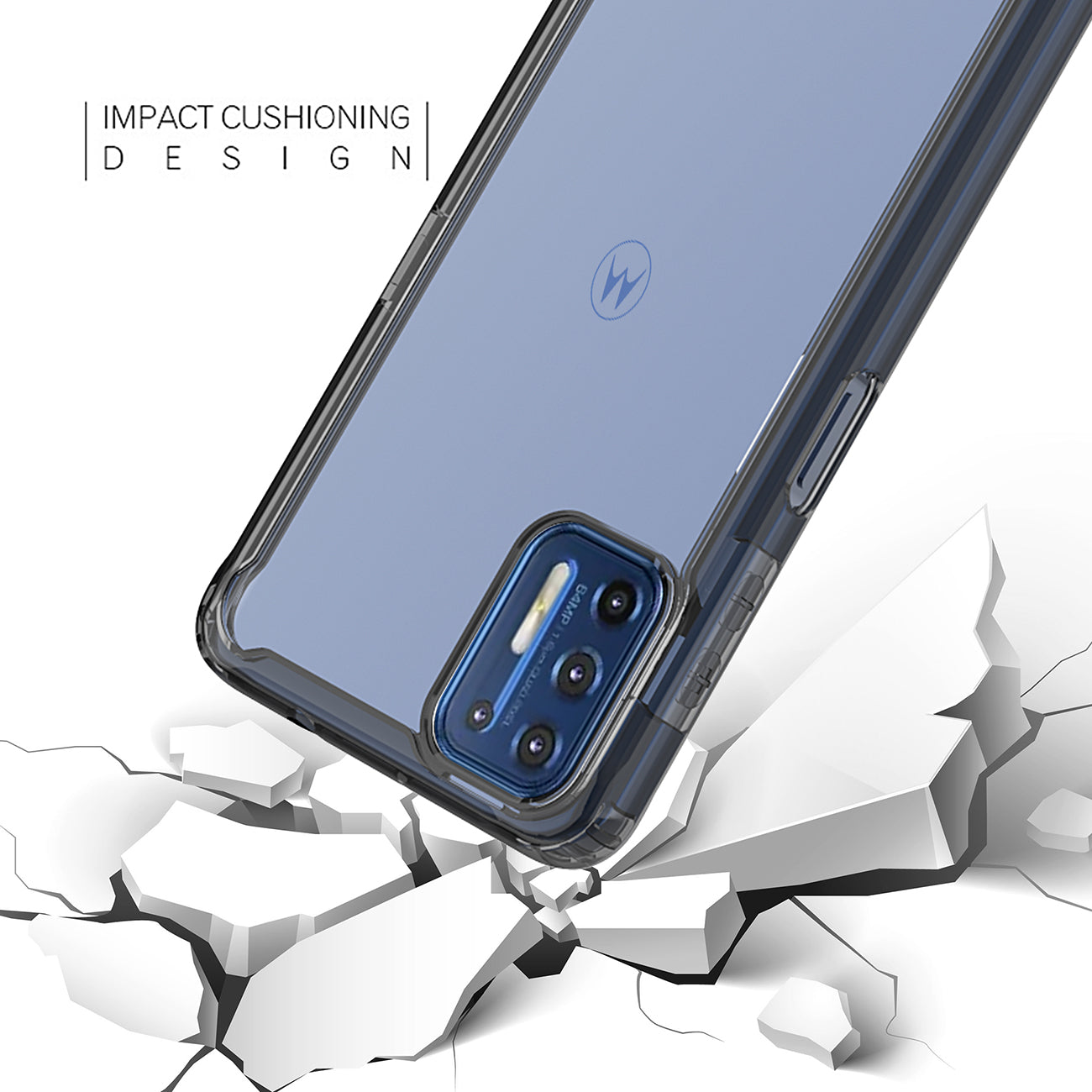 Case Bumper TPU And PC Clear High Quality Moto G9 Plus Black Color