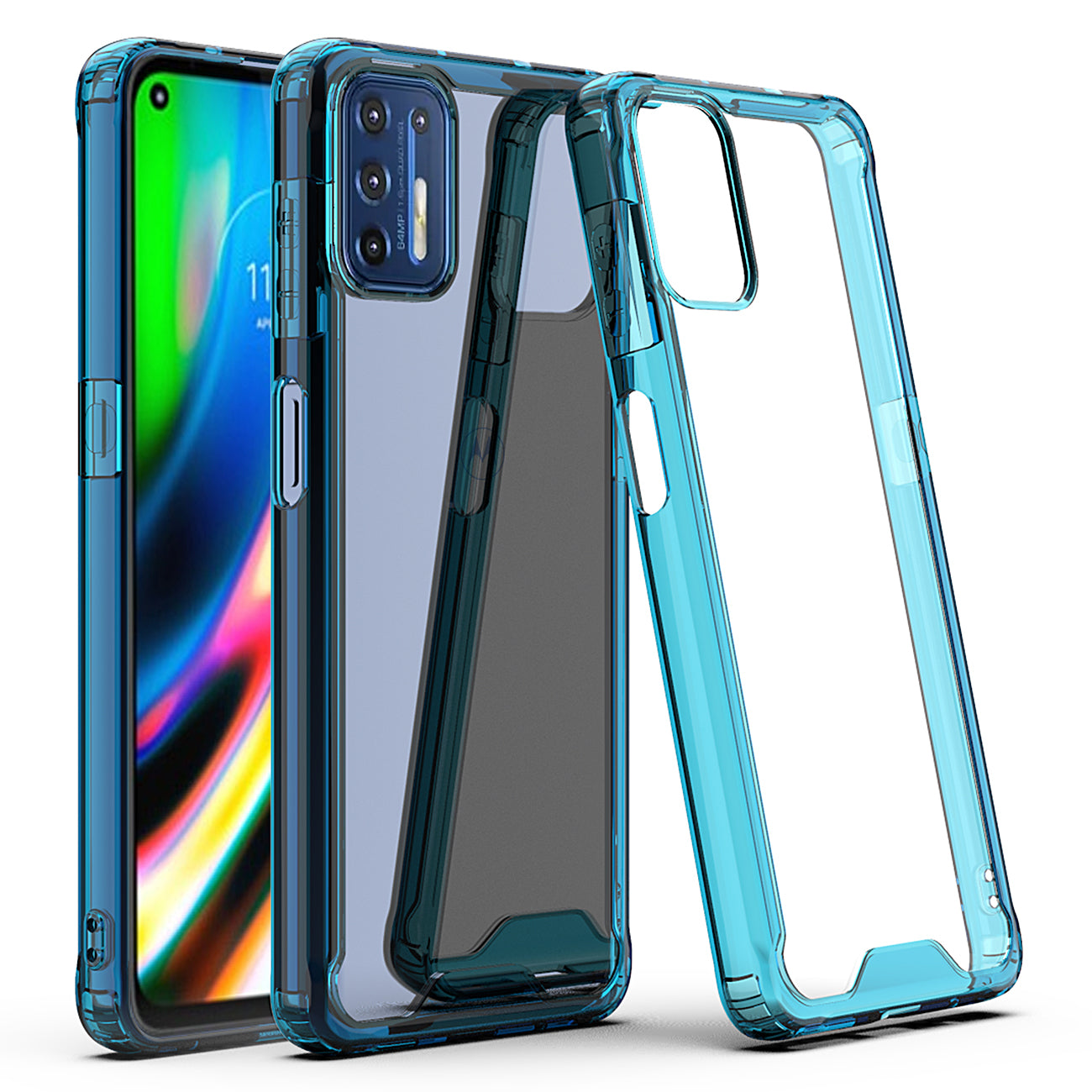 Case Bumper TPU And PC Clear High Quality Moto G9 Plus Blue Color
