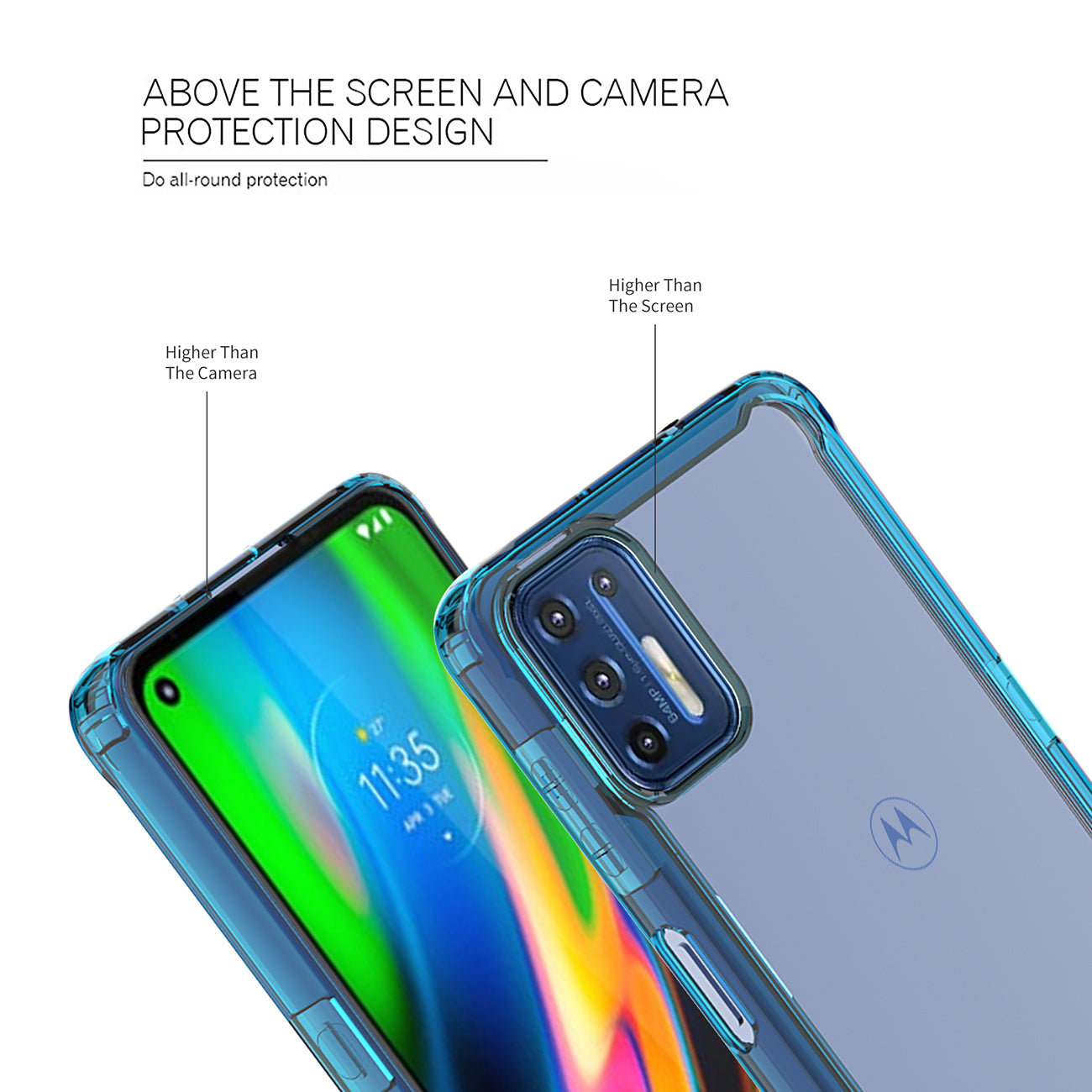 Case Bumper TPU And PC Clear High Quality Moto G9 Plus Blue Color