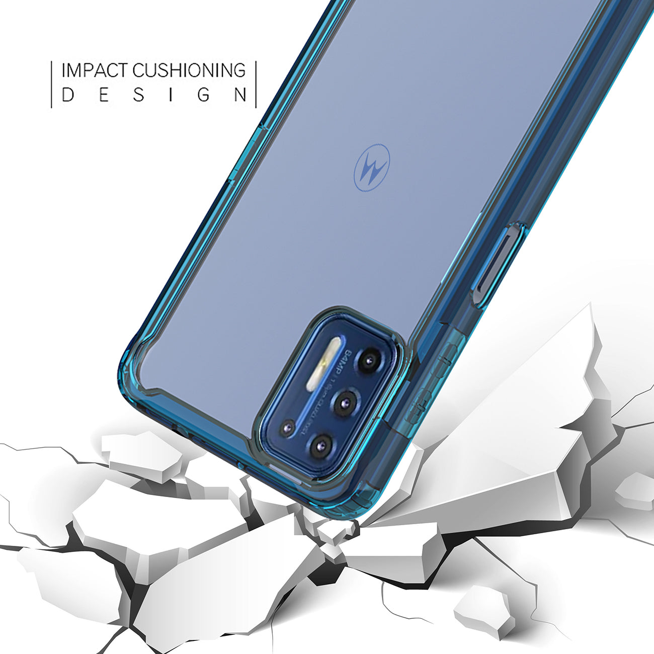 Case Bumper TPU And PC Clear High Quality Moto G9 Plus Blue Color