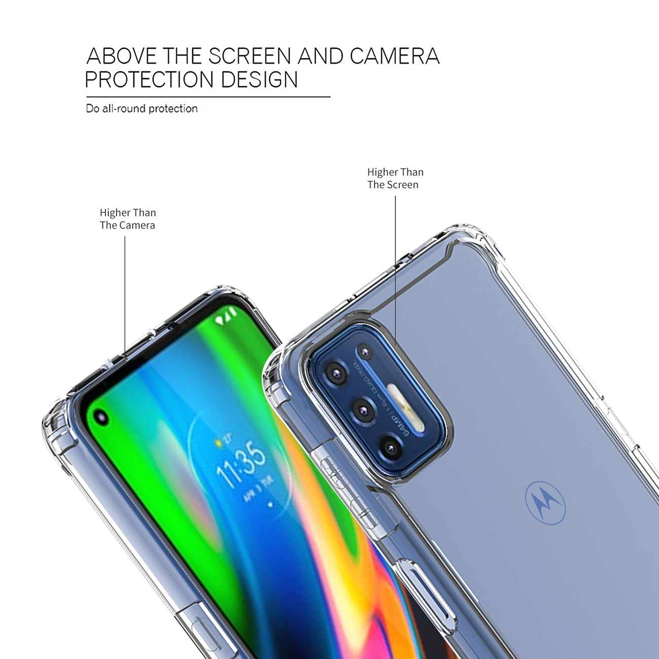 Case Bumper TPU And PC High Quality Moto G9 Plus Clear