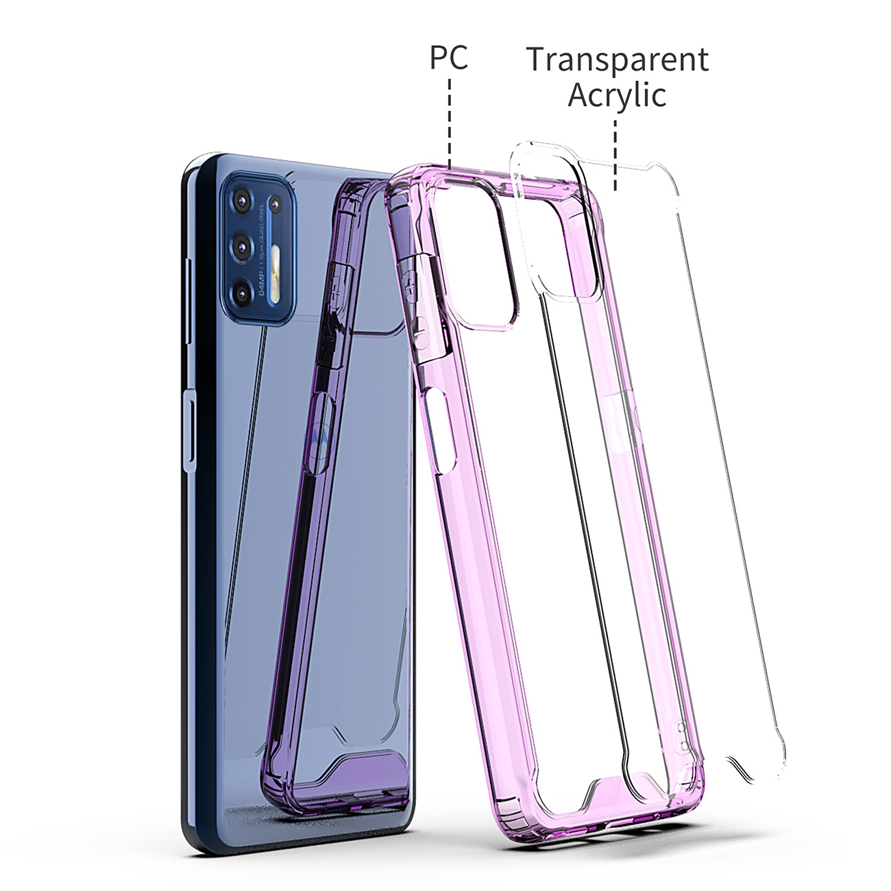 Case Bumper TPU And PC Clear High Quality Moto G9 Plus Purple Color