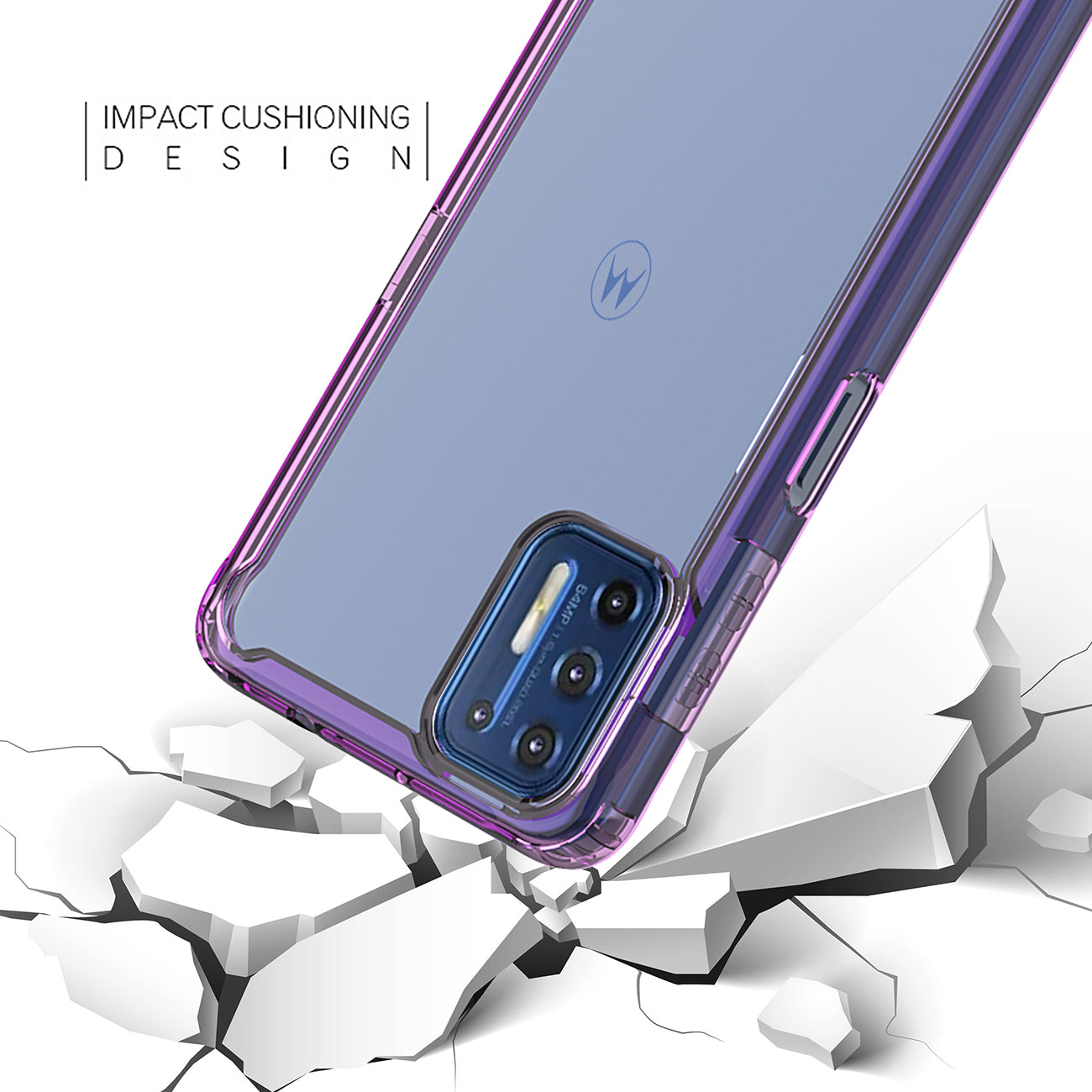 Case Bumper TPU And PC Clear High Quality Moto G9 Plus Purple Color