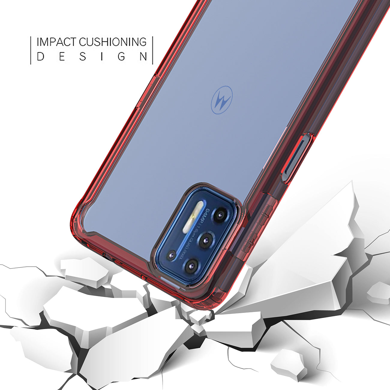 Case Bumper TPU And PC Clear High Quality Moto G9 Plus Red Color