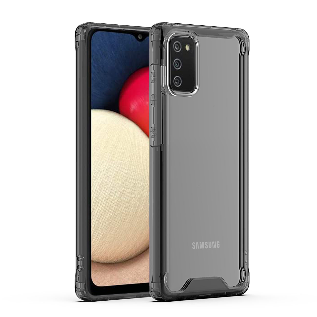 Case Bumper PC And TPU High Quality 2X For Samsung Galaxy A02S Clean Black Color