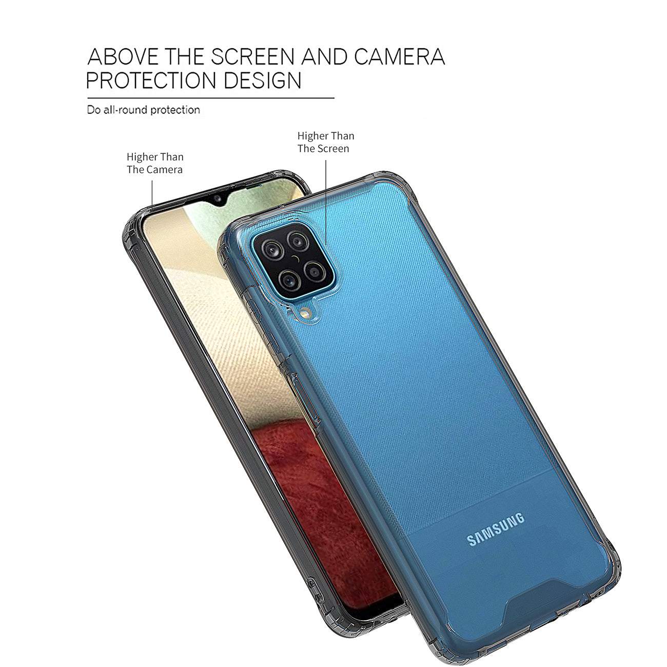Case Bumper PC And TPU High Quality 2X For Samsung Galaxy A12 5G Clean Black Color