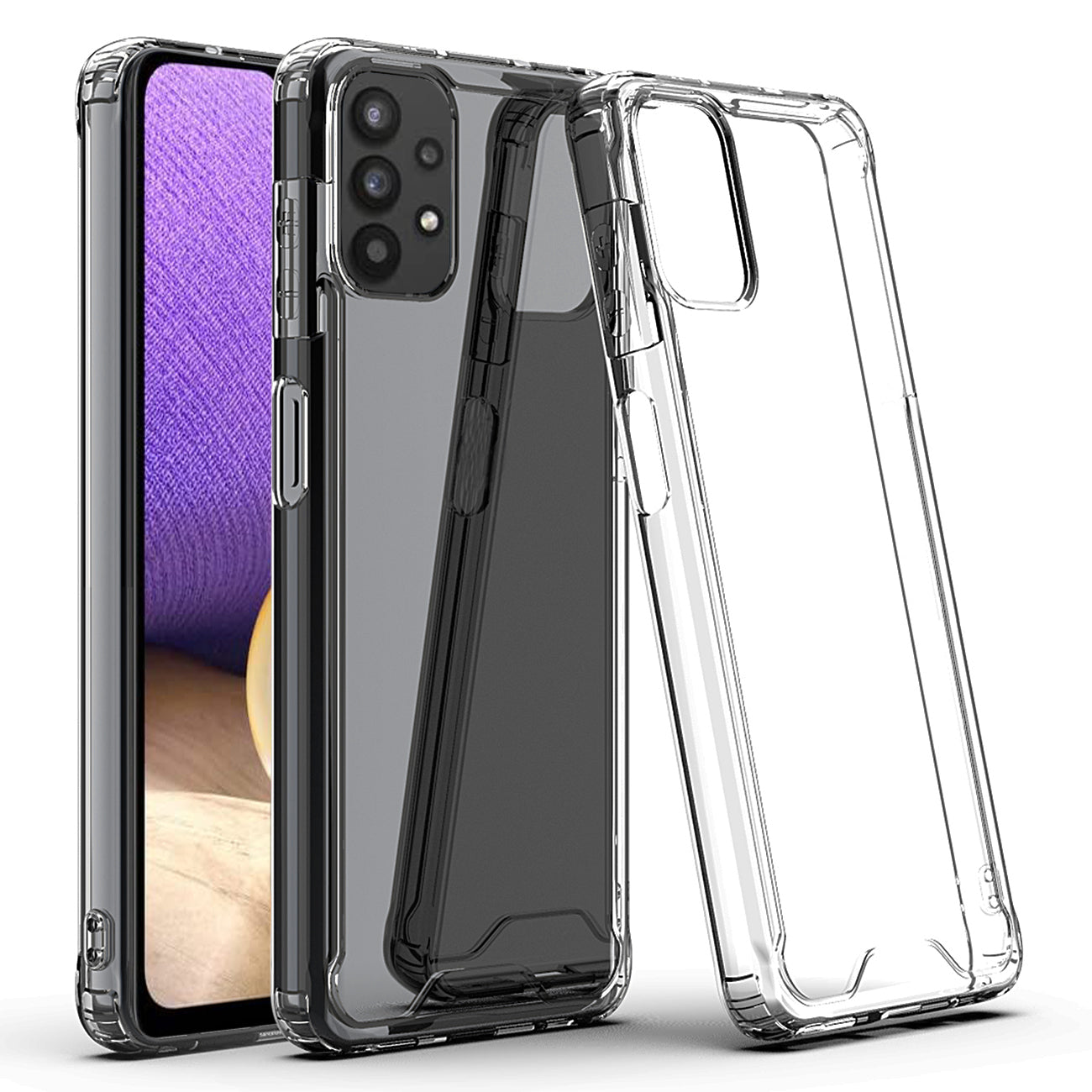 Case Bumper PC And TPU High Quality 2X Clean For Samsung Galaxy A32 5G Clear