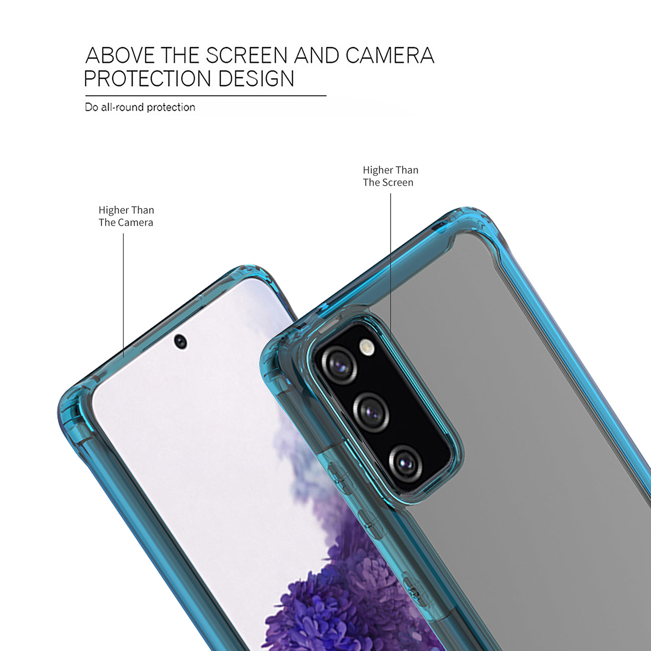 High quality TPU Bumper and Clarity PC Case ForSAMSUNG GALAXY S20 FAN EDITION In Blue