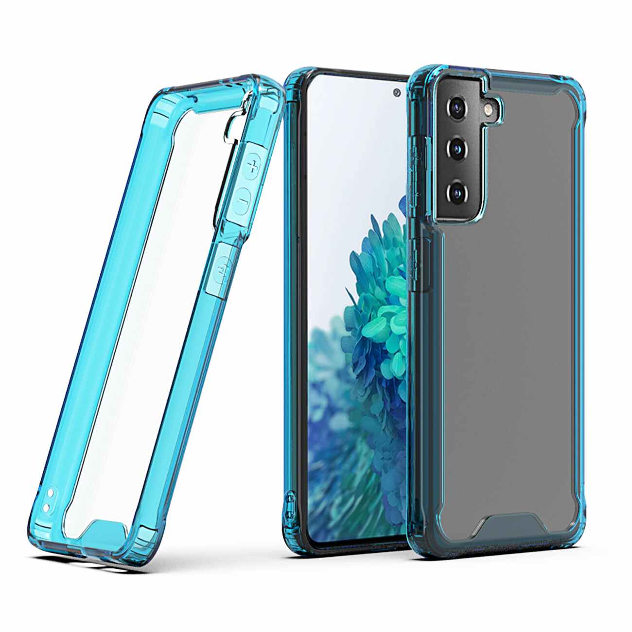 High quality TPU Bumper and Clarity PC Case ForSAMSUNG GALAXY S21/S30 PLUS In Blue