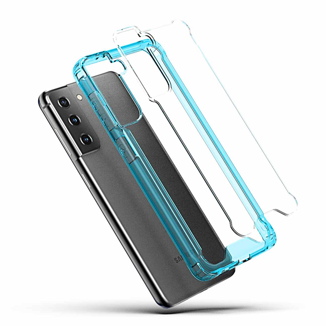 High quality TPU Bumper and Clarity PC Case ForSAMSUNG GALAXY S21/S30 PLUS In Blue