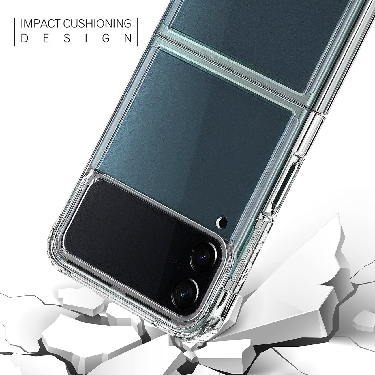 High Quality 2X Clean PC and TPU Bumper Case In Clear For Samsung Galaxy Z Flip 4