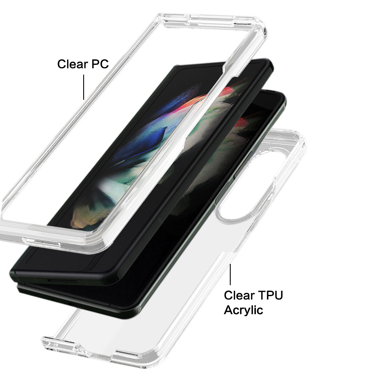 High Quality 2X Clean PC and TPU Bumper Case In Clear For Samsung Galaxy Z Fold 4