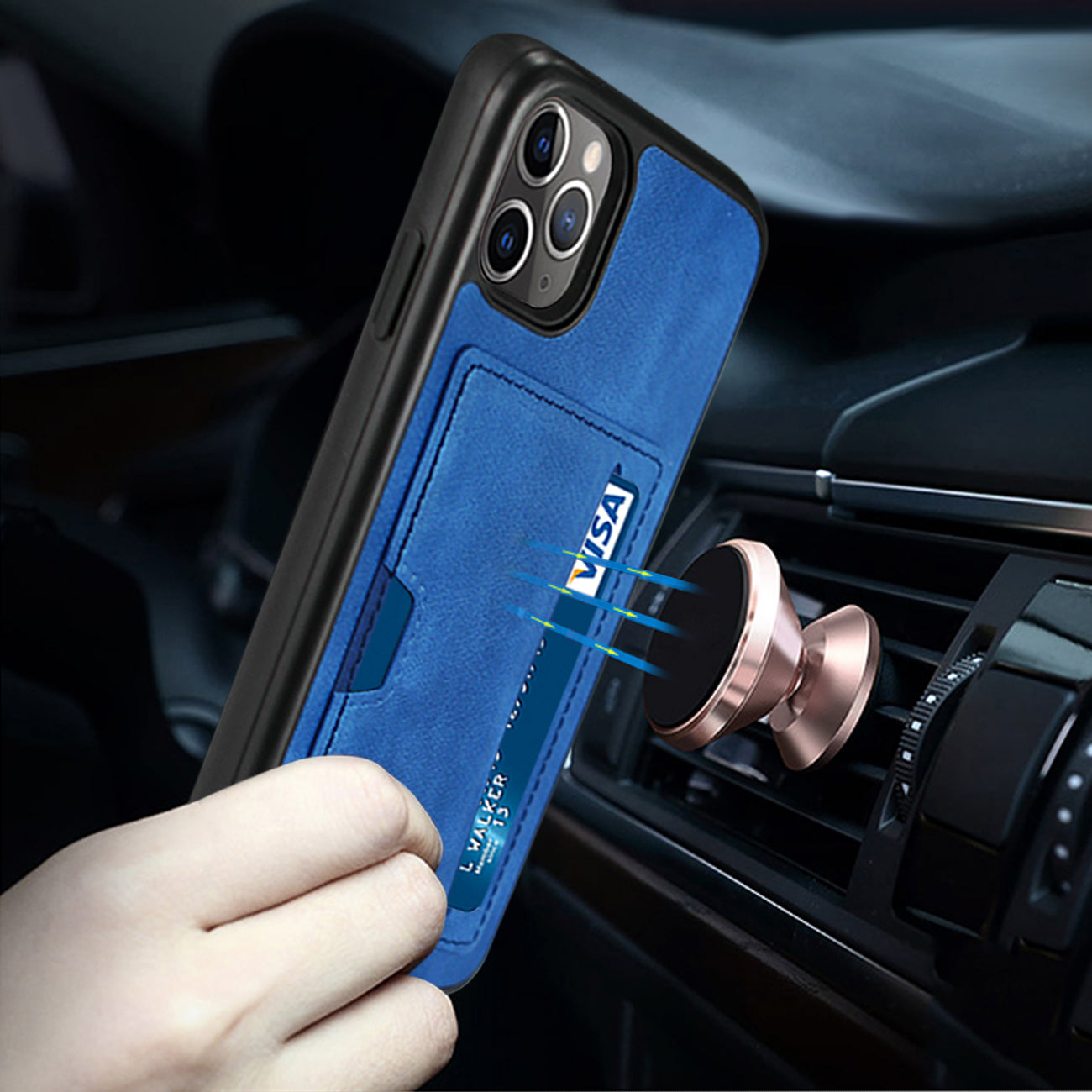 Case Card Pocket Apple iPhone 11 Pro Blue Color