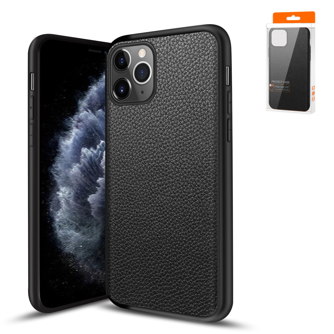 Reiko Premium PU Leather Outside and Flexible TPU Silicone Hybrid Slim Case for IPhone 11 PRO