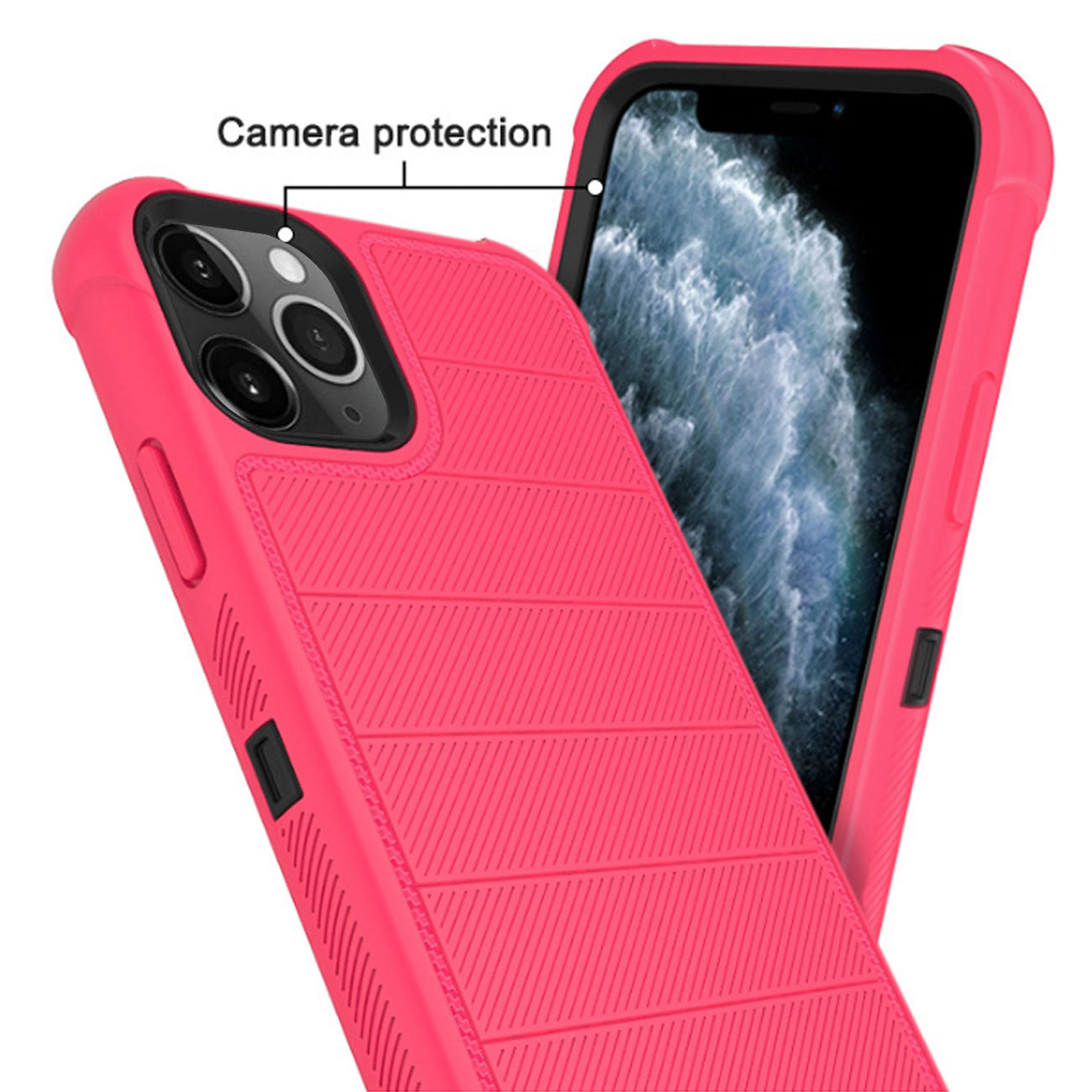 3-In-1 Hybrid Heavy Duty Holster Combo Case For APPLE IPHONE 11 PRO MAX In Hot Pink