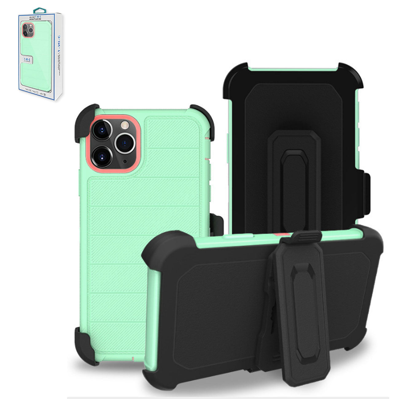 3-In-1 Hybrid Heavy Duty Holster Combo Case For APPLE IPHONE 11 PRO In Green