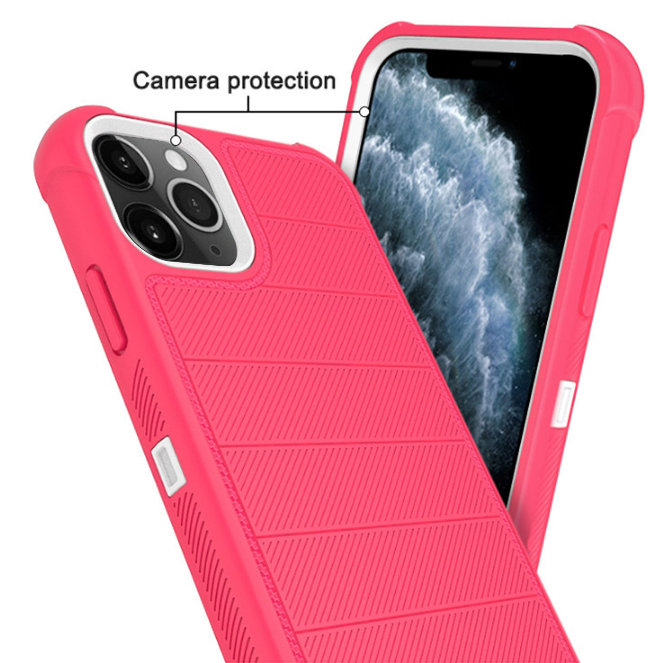 3-In-1 Hybrid Heavy Duty Holster Combo Case For APPLE IPHONE 11 PRO In Hot Pink