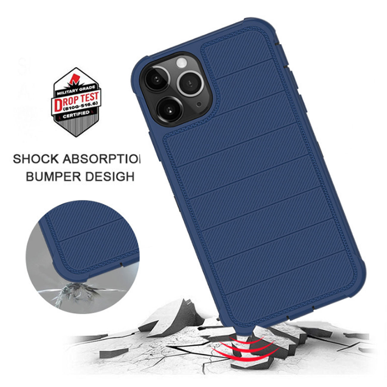 3-In-1 Hybrid Heavy Duty Holster Combo Case For APPLE IPHONE 11 PRO In Navy