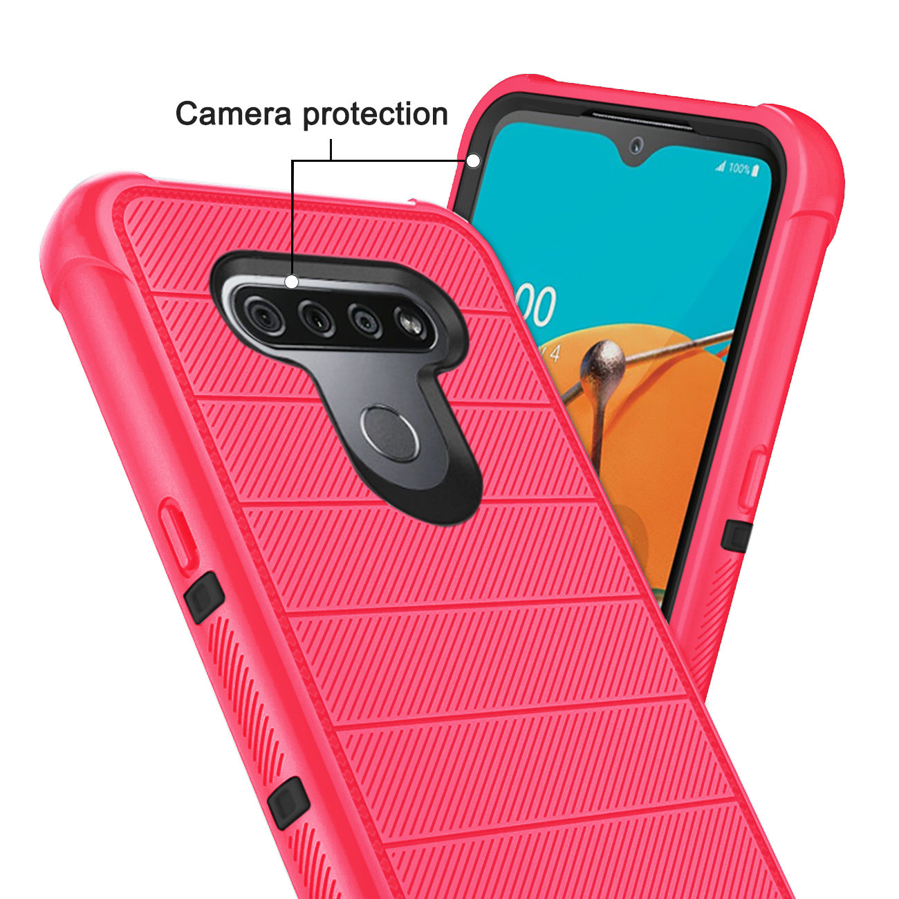 Case Holster Combo Hybrid Heavy Duty 3-In-1 LG K51 Hot Pink Color