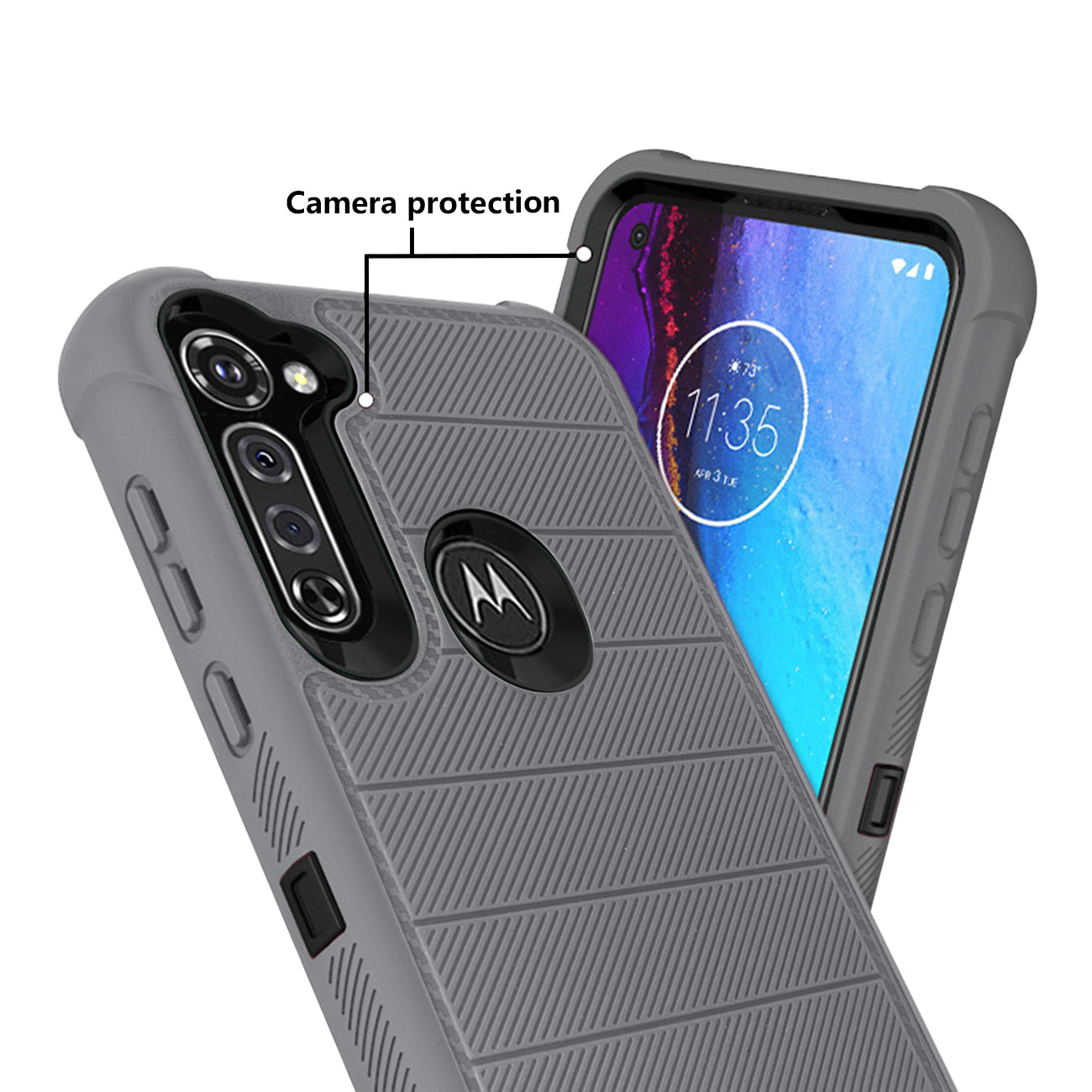 Case Hybrid 3 In 1 Heavy Duty Holster Combo Moto G Stylus Gray Color