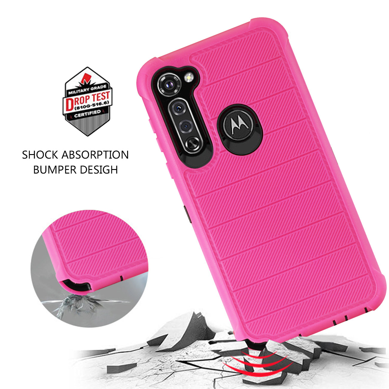 Case Hybrid 3 In 1 Heavy Duty Holster Combo Moto G Stylus Hot Pink Color