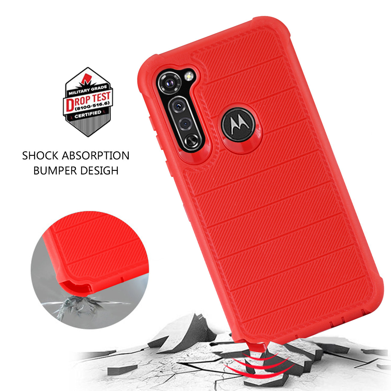 Case Hybrid 3 In 1 Heavy Duty Holster Combo Moto G Stylus Red Color