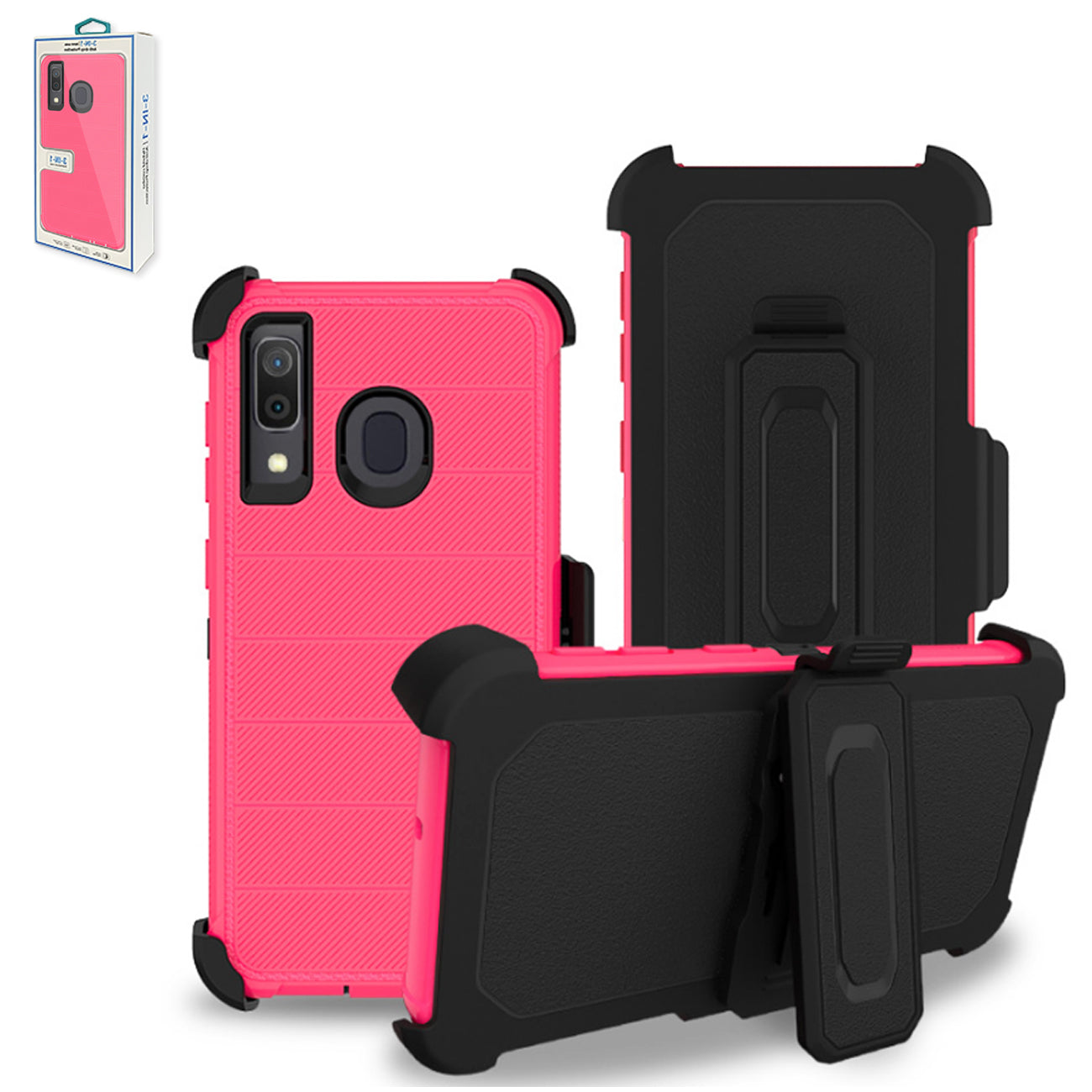 Case Holster Combo Hybrid 3-In-1 Heavy Duty Hot Pink Color