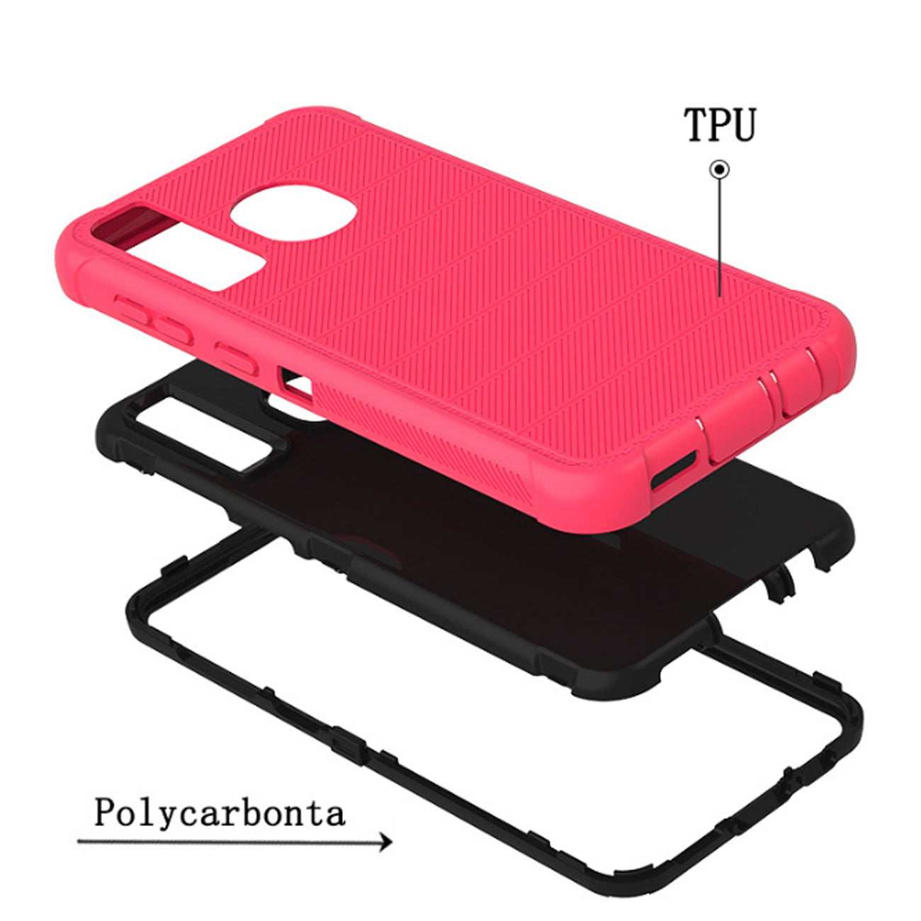 Case Holster Combo Hybrid 3-In-1 Heavy Duty Hot Pink Color