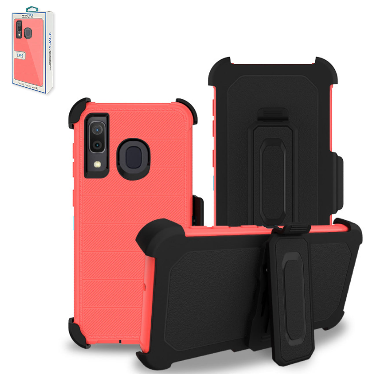 Case Holster Combo Hybrid 3-In-1 Heavy Duty Pink Color