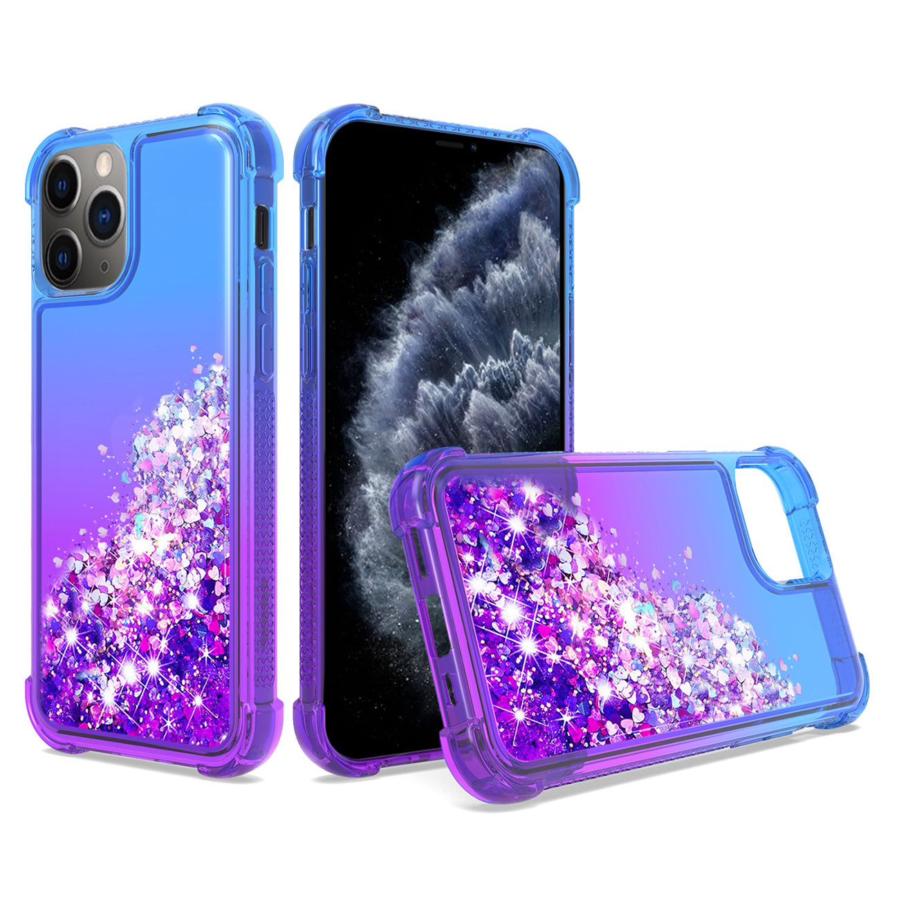 Case Bumper Shiny Flowing Glitter Liquid Apple iPhone 11 Pro Max Blue Color