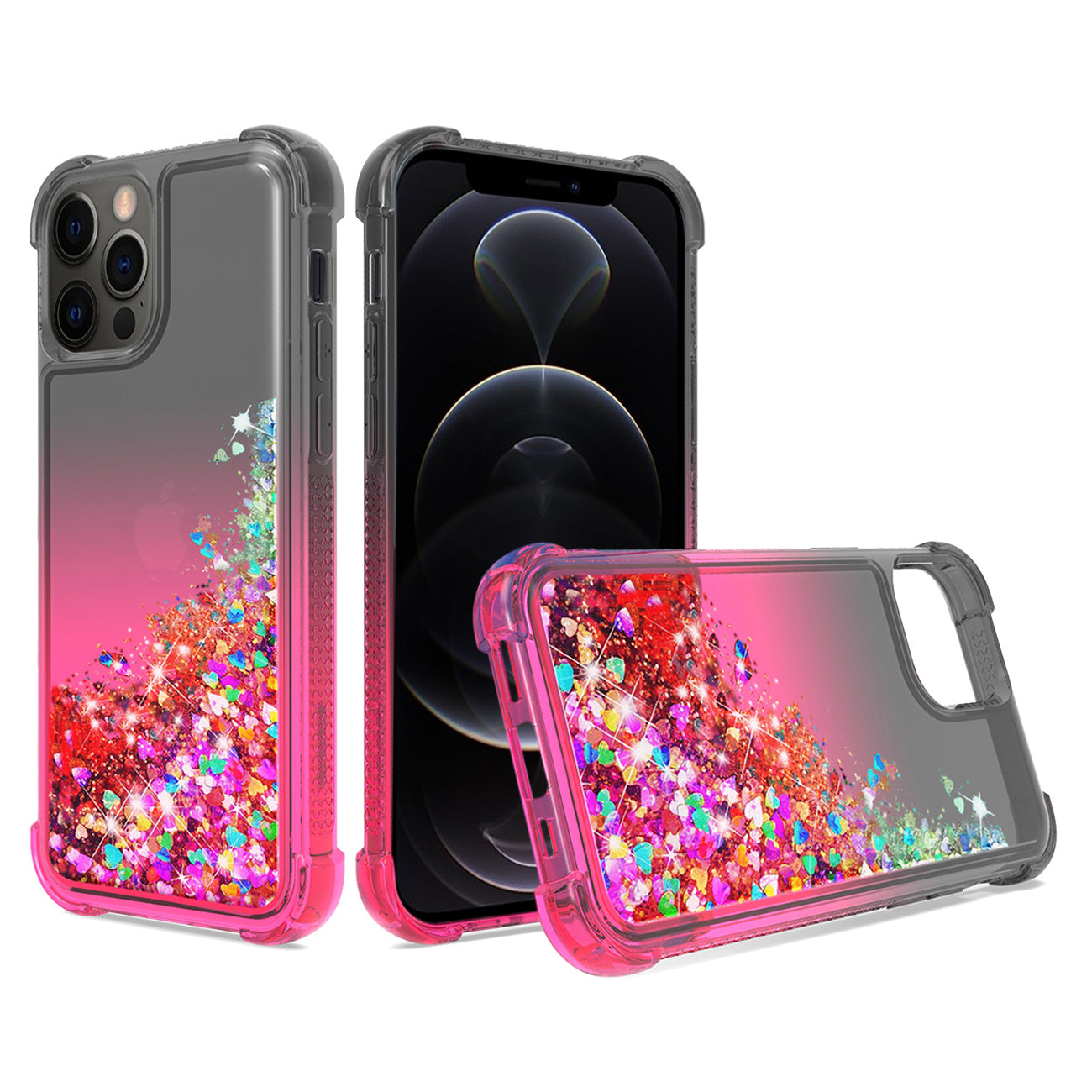 Case Bumper Shiny Flowing Glitter Liquid Apple iPhone 12/ iPhone 12 Pro Black Color