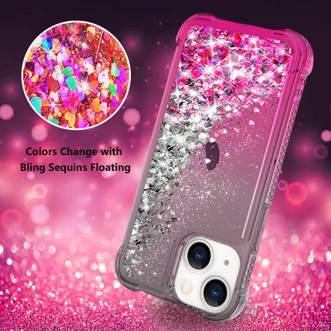 Shiny Flowing Glitter Liquid Bumper Case For APPLE IPHONE 13 MINI Black