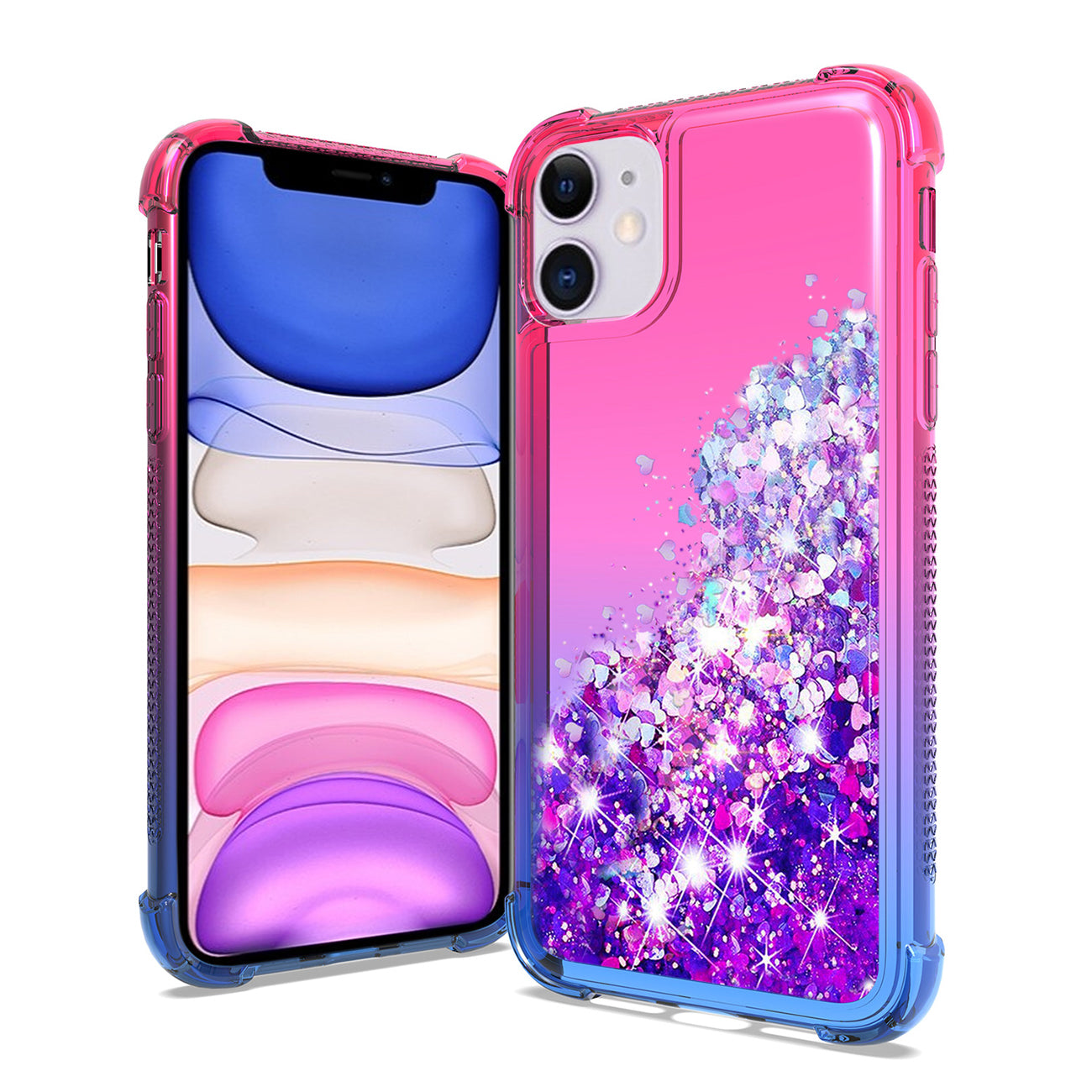 Case Bumper Shiny Flowing Glitter Liquid Apple iPhone 11 Pink Color