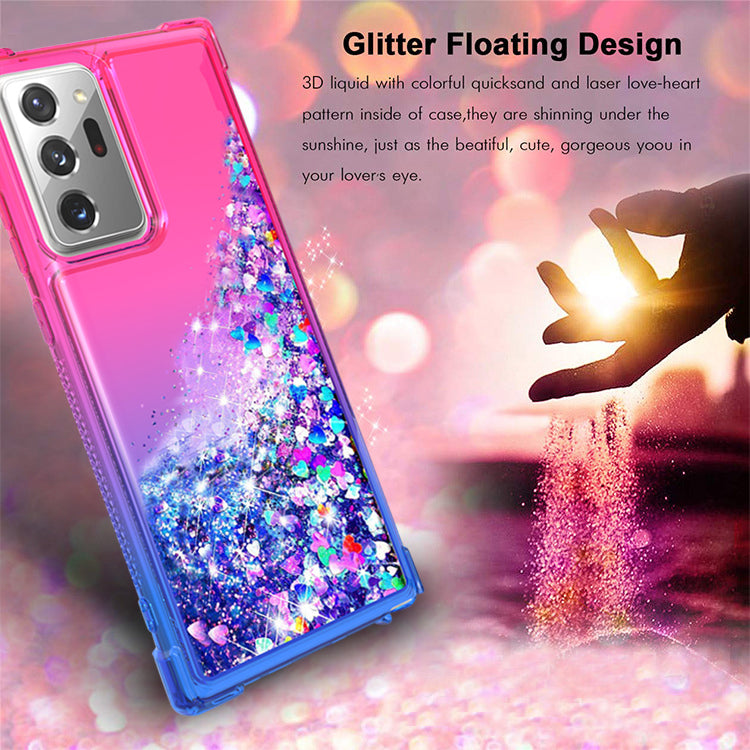 Shiny Flowing Glitter Liquid Bumper Case For SAMSUNG GALAXY NOTE 20 ULTRA In Pink