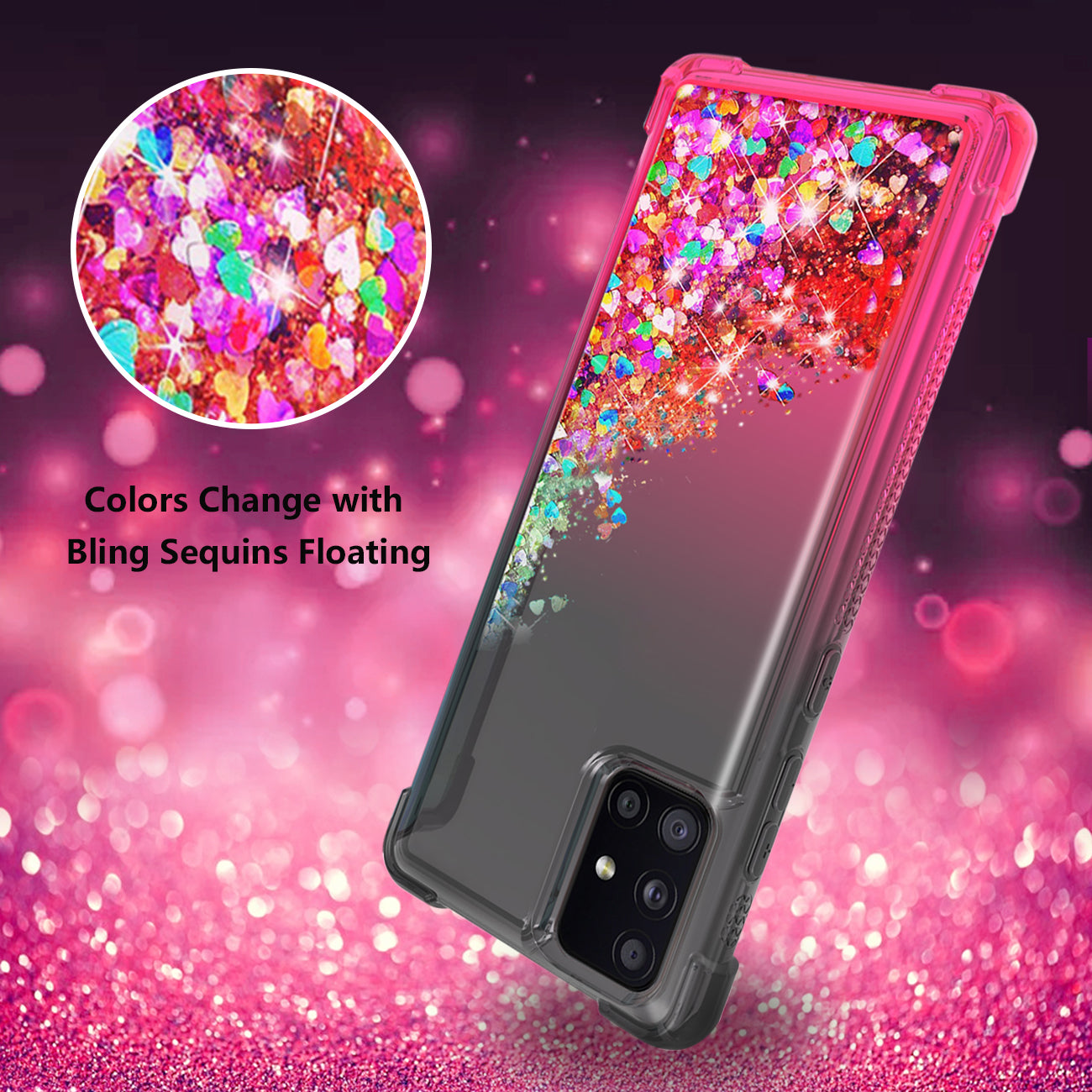 Case Bumper Shiny Flowing Glitter Liquid Samsung Galaxy A51 5G Black Color