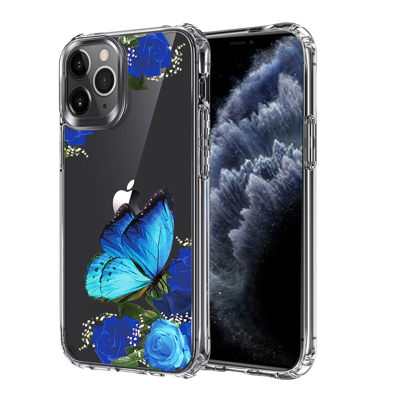 Pressed dried flower Design Phone case for APPLE IPHONE 11 PRO MAX in Blue